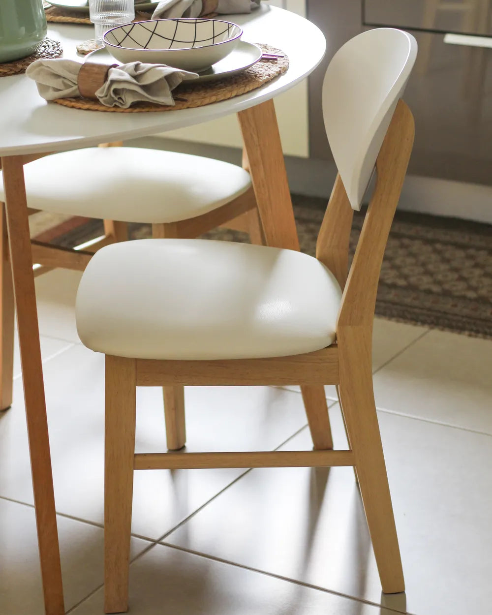 Set of 2 Dining Chairs Wood Off-White/ Light Brown Joey