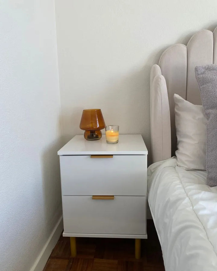 2 Drawer Bedside Table White Zoren