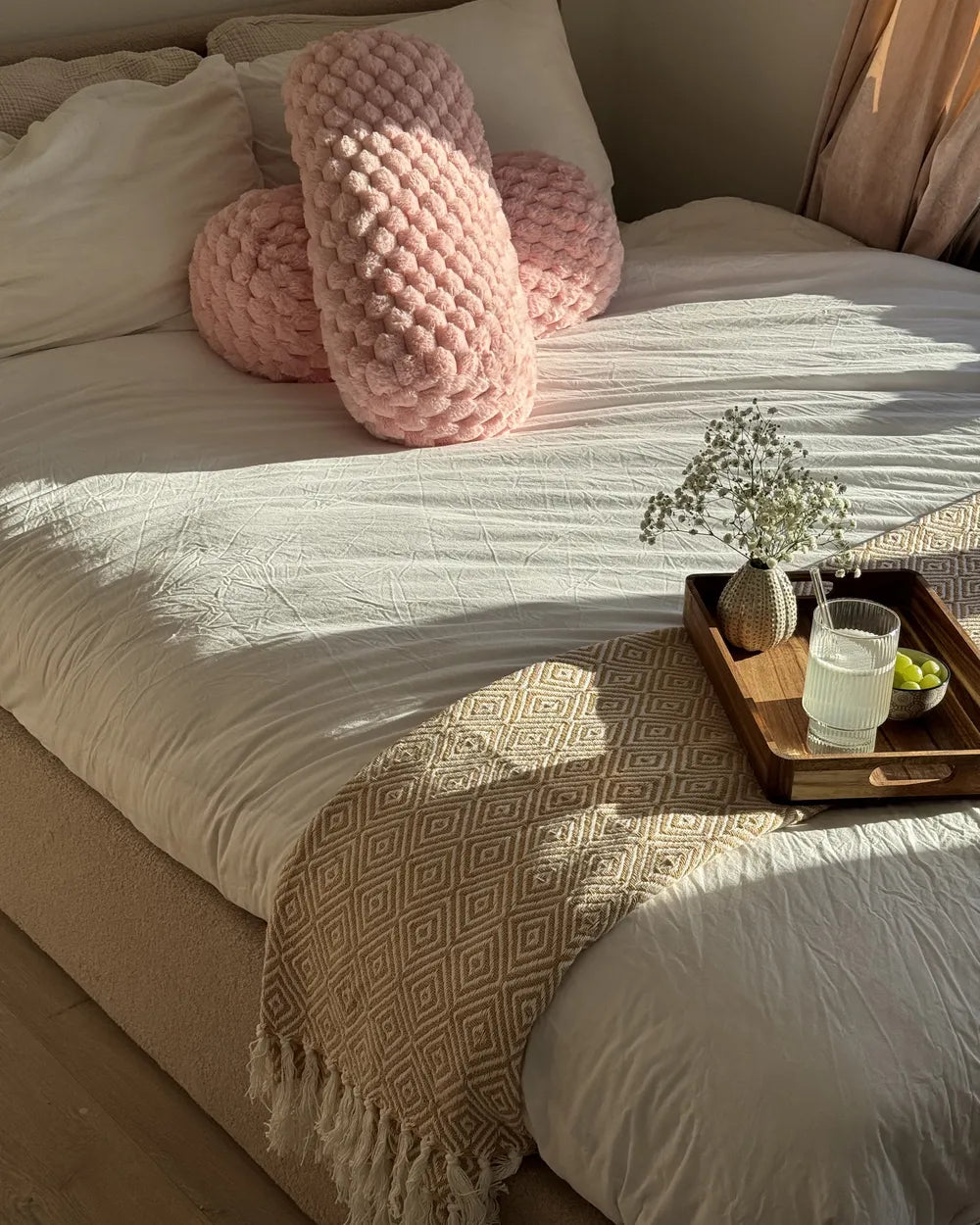 Ottoman Bed Boucle 160 x 200 cm (EU King Size) Beige Syll