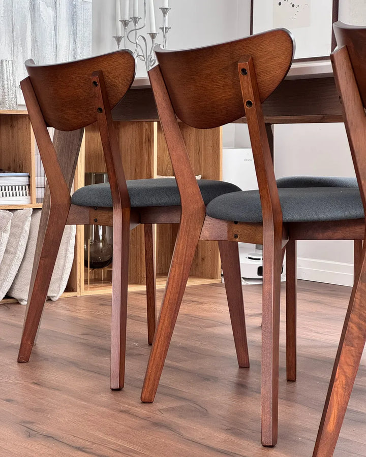 Set of 2 Dining Chairs Wood Dark Brown/ Grey Kaula