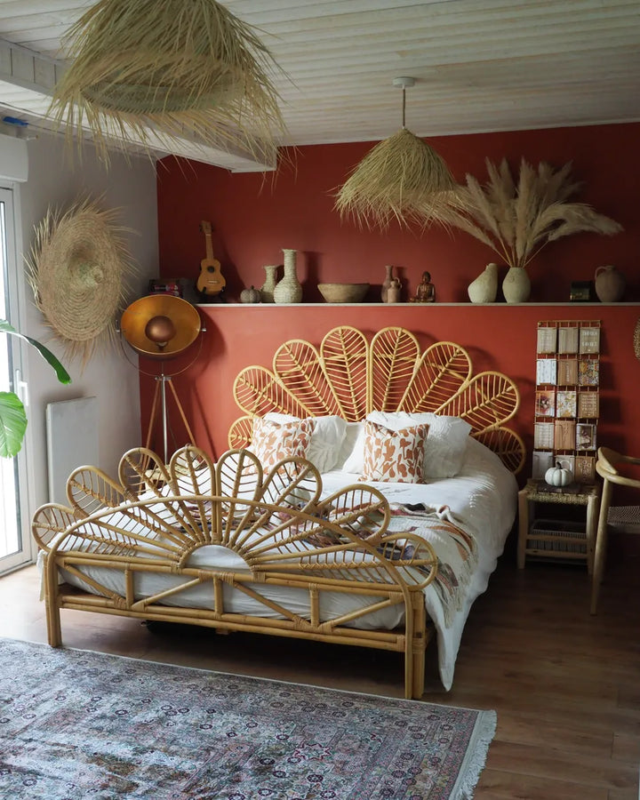 Bed Rattan 160 x 200 cm (EU King Size) Light Brown Nate
