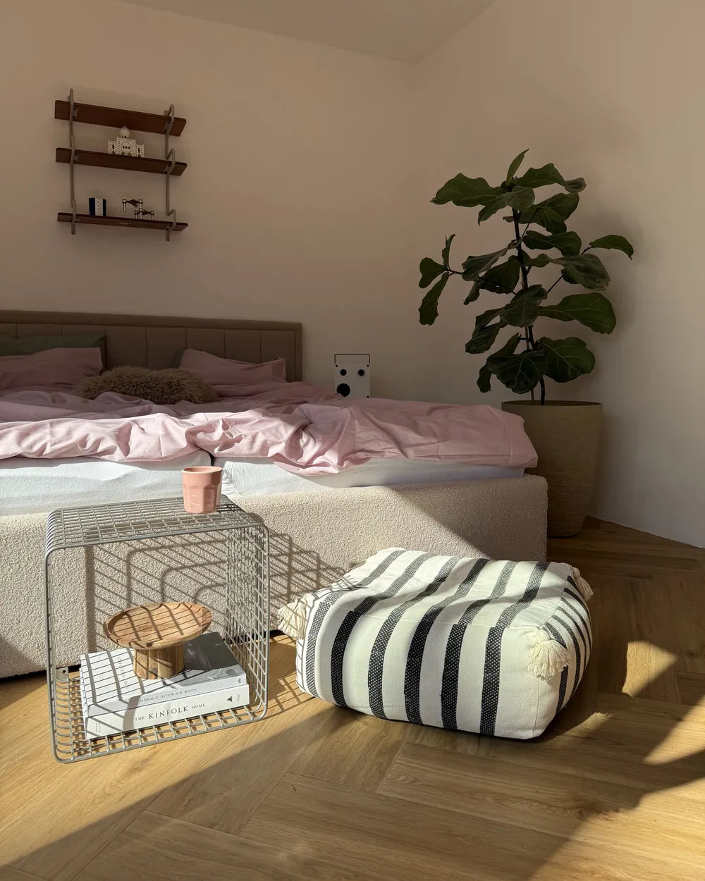 Ottoman Bed Boucle 180 x 200 cm (EU Super King) Beige Syll