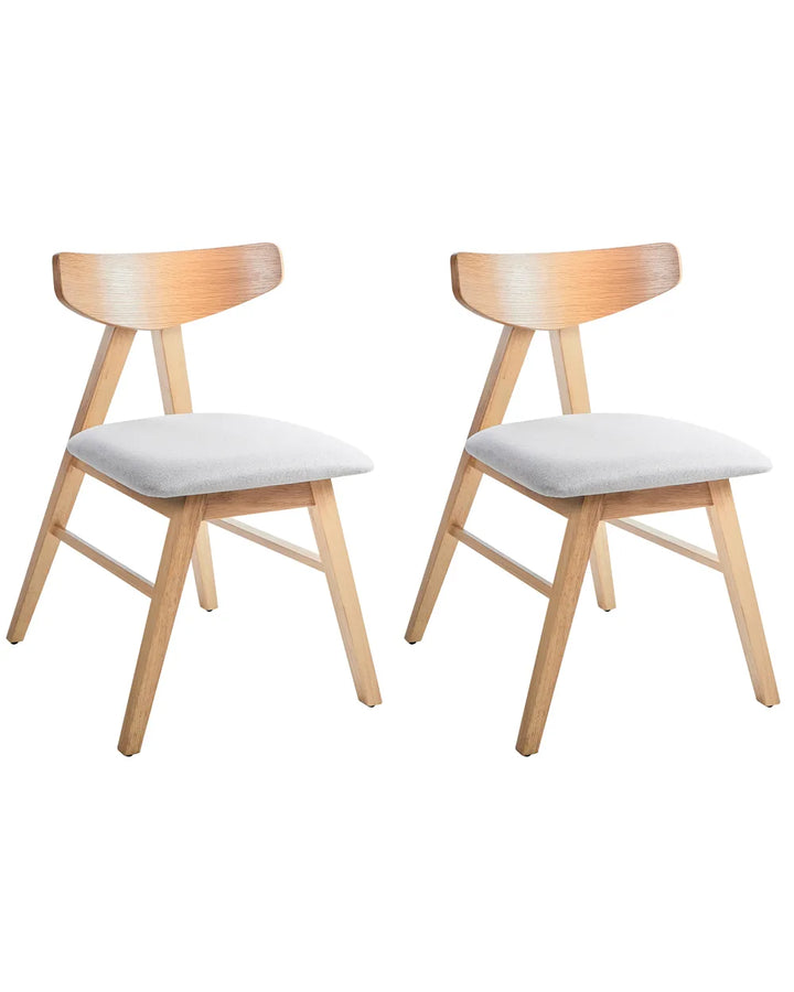Set of 2 Dining Chairs Wood Light Brown/ Grey David