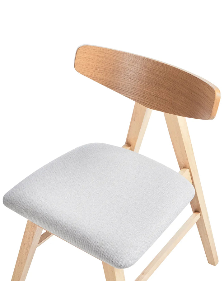 Set of 2 Dining Chairs Wood Light Brown/ Grey David
