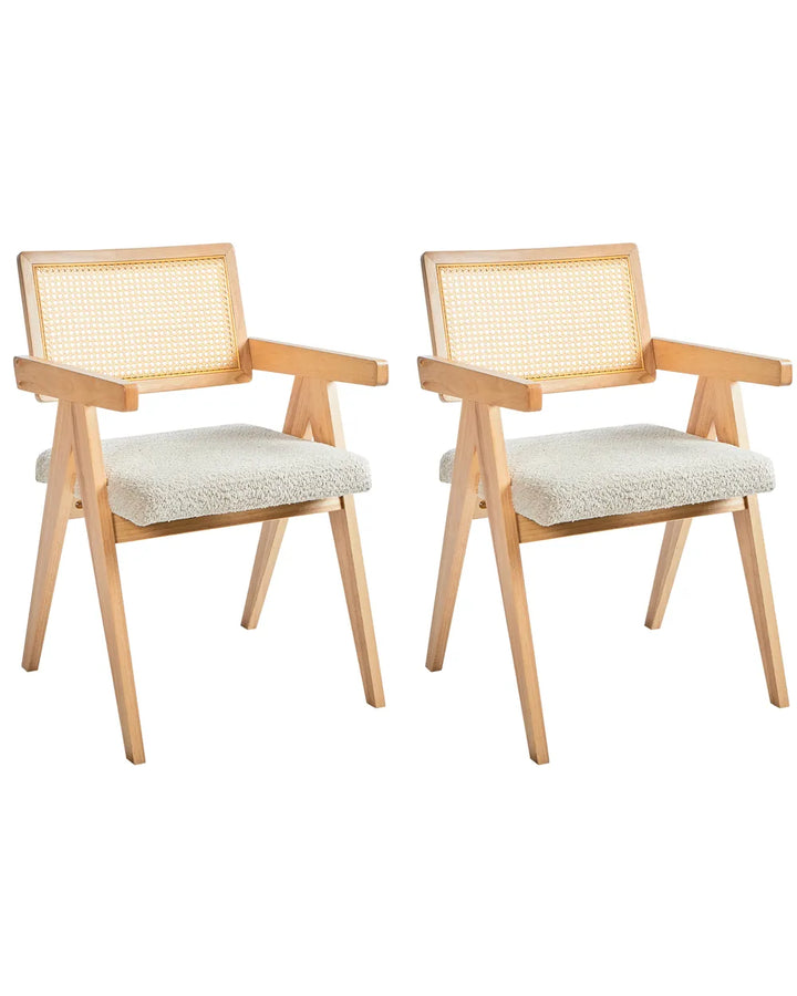 Set of 2 Dining Chairs Wood Light Brown/ Beige Bernie