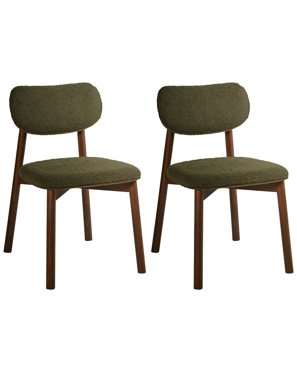 Set of 2 Dining Chairs Boucle Brown/ Green Vea