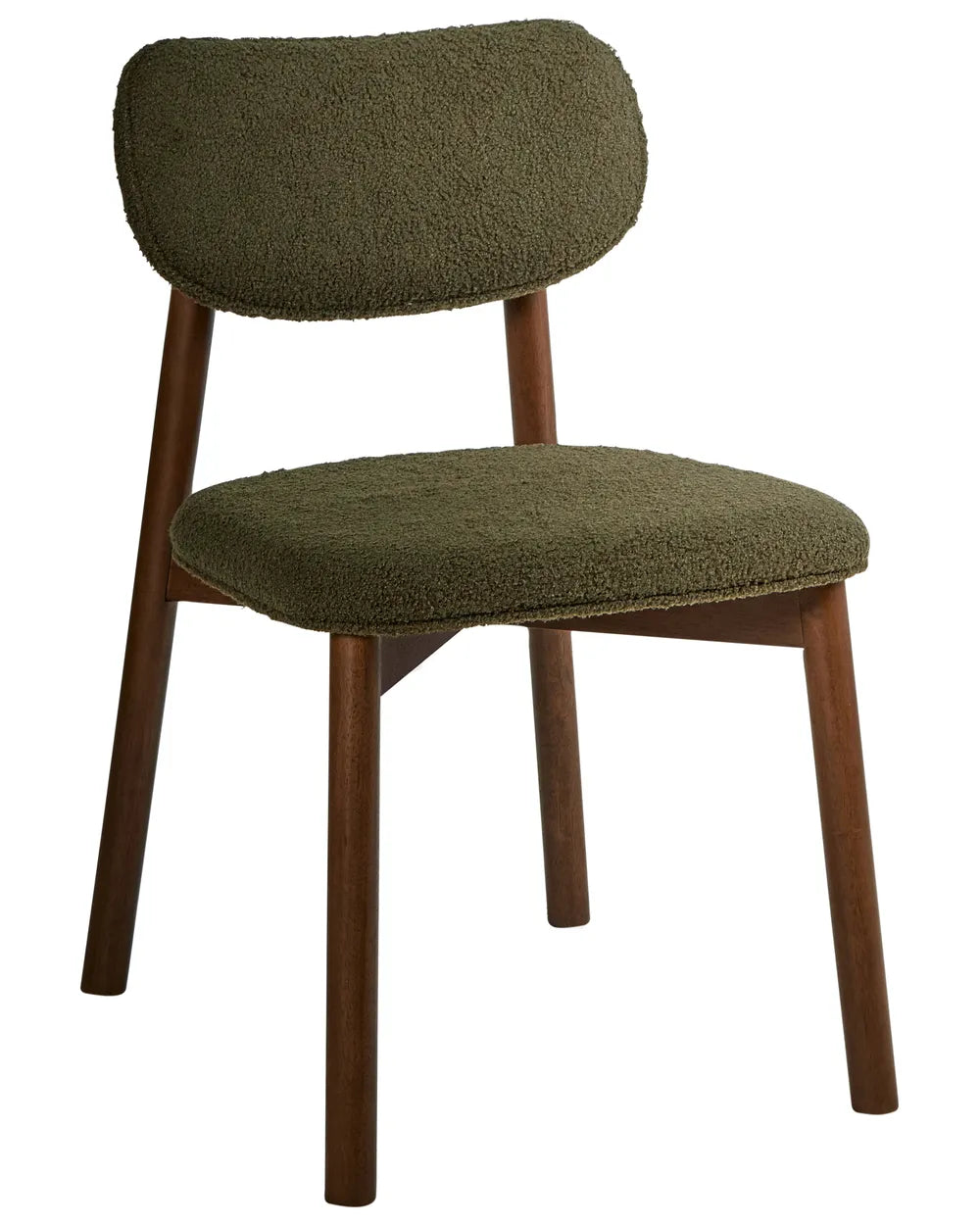 Set of 2 Dining Chairs Boucle Brown/ Green Vea