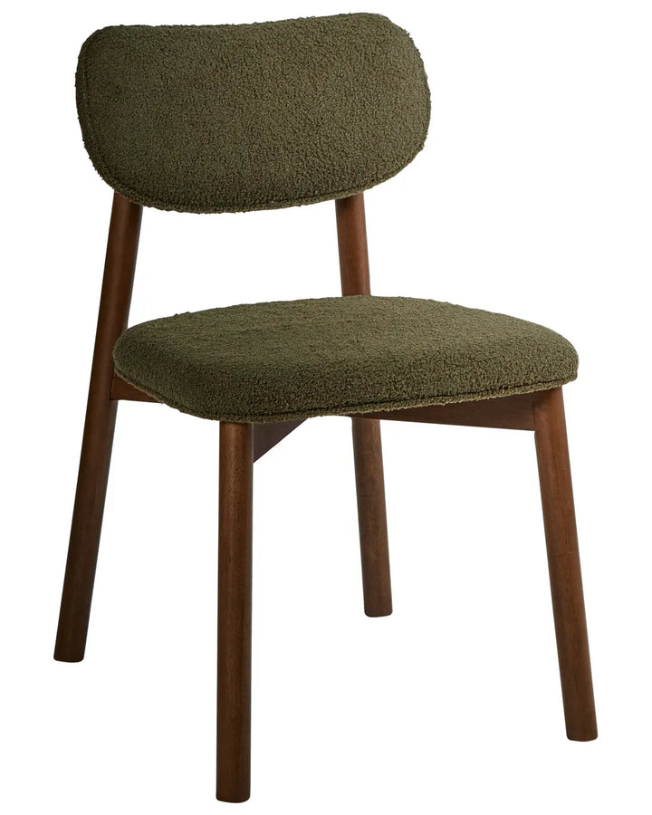 Set of 2 Dining Chairs Boucle Brown/ Green Vea