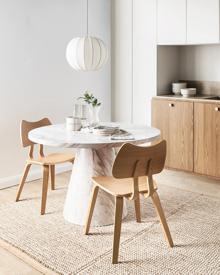 Set of 2 Dining Chairs Wood Light Brown Lea
