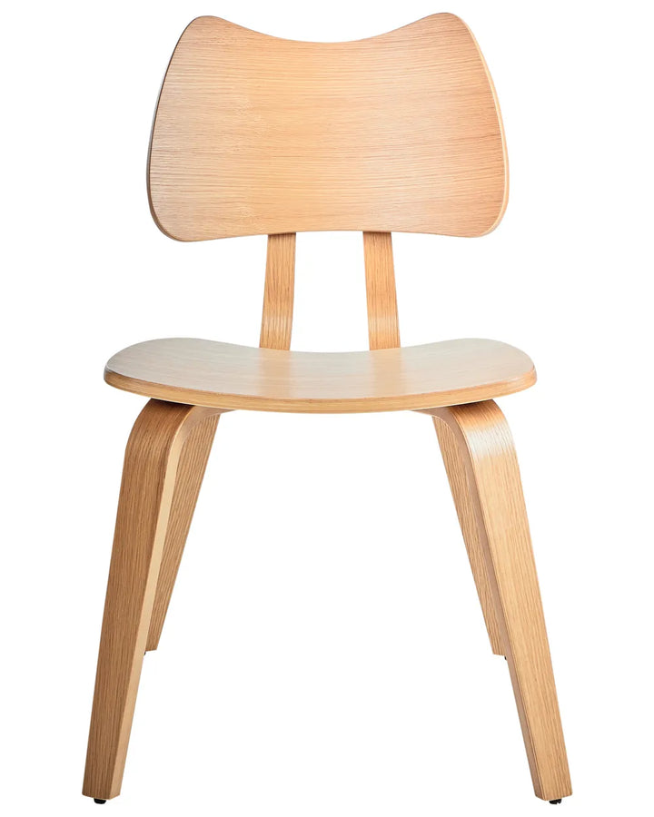 Set of 2 Dining Chairs Wood Light Brown Lea