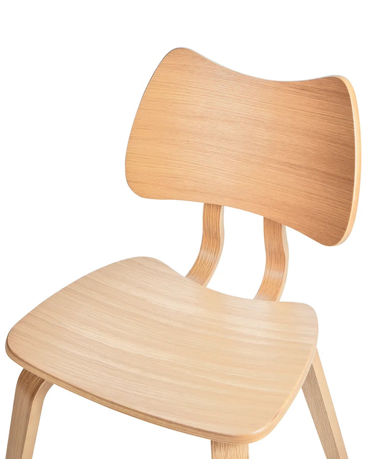 Set of 2 Dining Chairs Wood Light Brown Lea