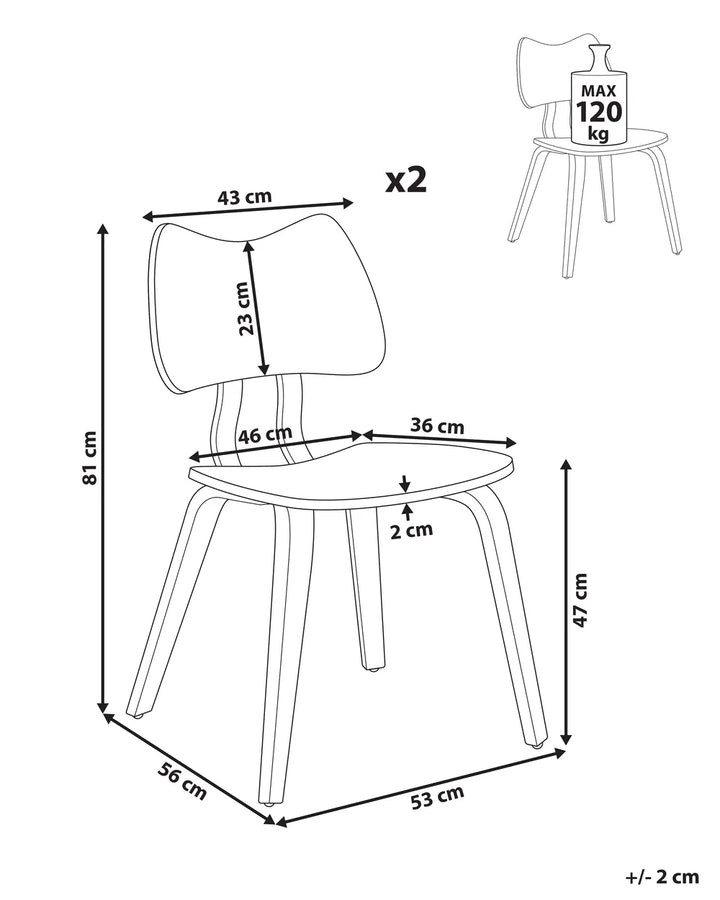 Set of 2 Dining Chairs Wood Light Brown Lea