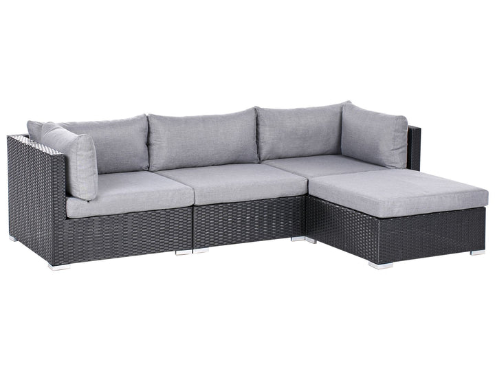 Garden Corner Sofa with Table 4 Seater SANO Left Hand PE Rattan Black

