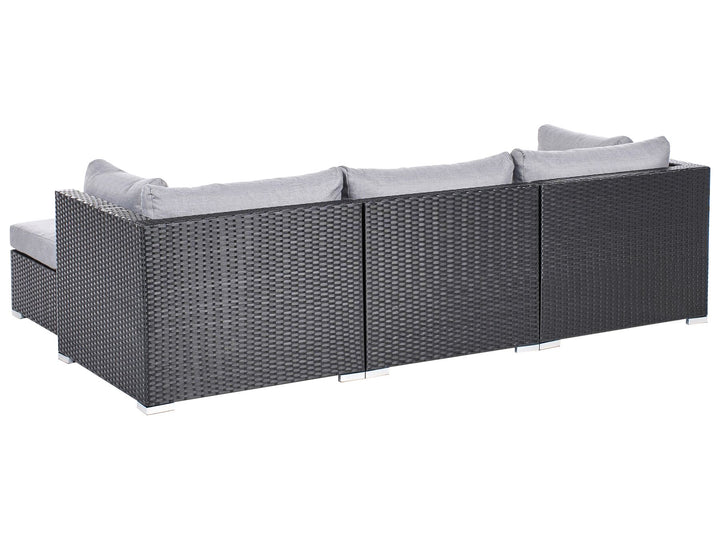 Garden Corner Sofa with Table 4 Seater SANO Left Hand PE Rattan Black