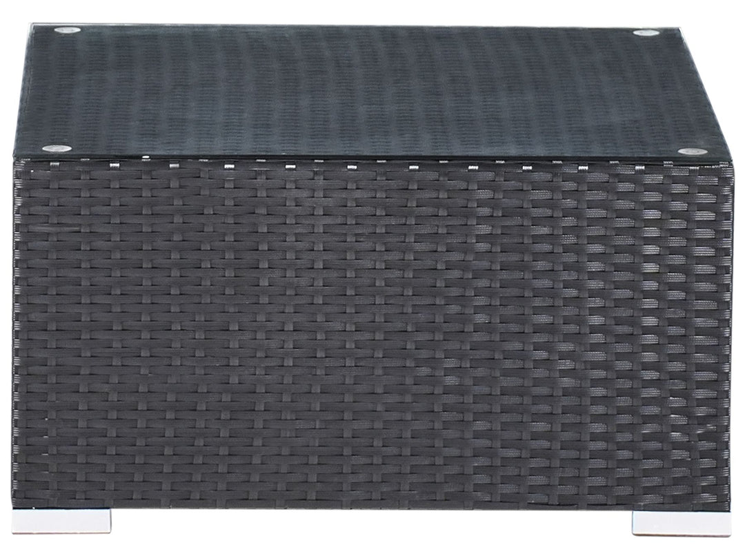 Garden Corner Sofa with Table 4 Seater SANO Left Hand PE Rattan Black