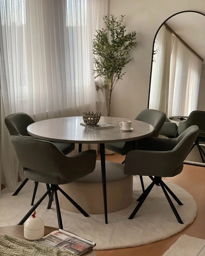 Set of 2 Dining Chairs Swivel Fabric Dark Green Flora