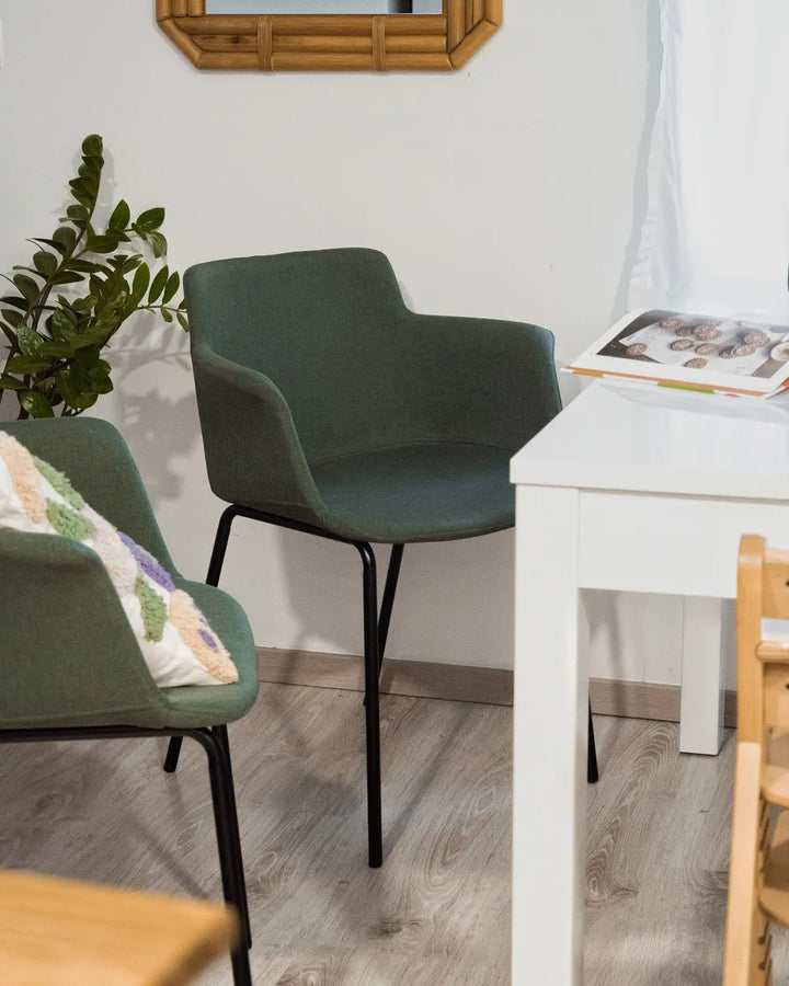 Set of 2 Dining Chairs Fabric Green Axel