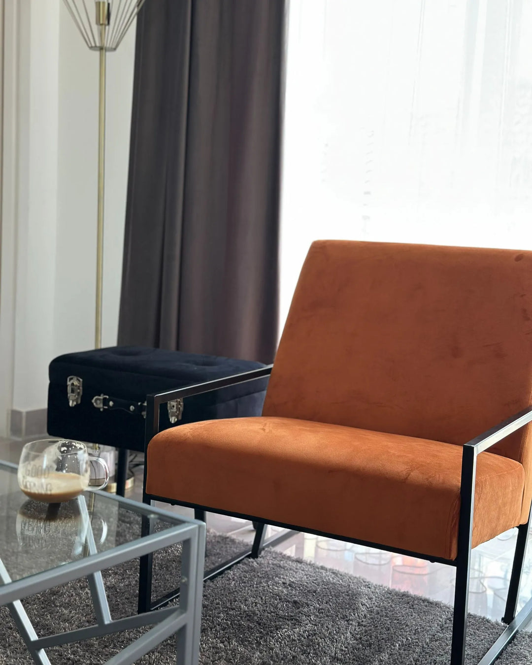 Delary Armchair Velvet Orange
