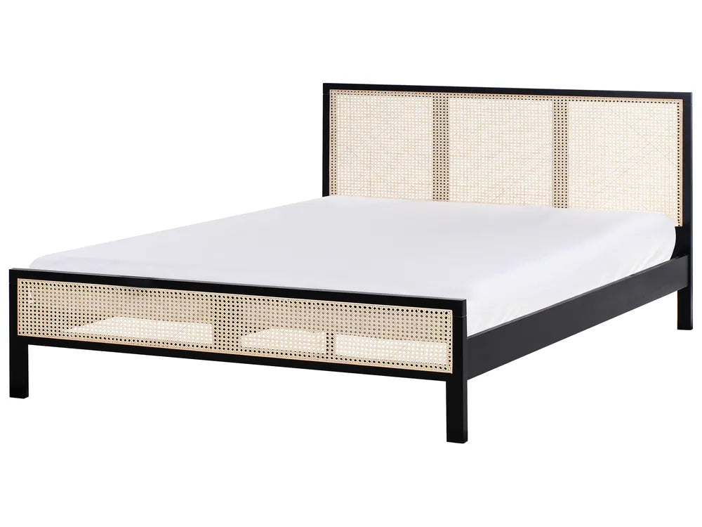 Bed Pine Wood 160 x 200 cm (EU King Size) Black Nelle