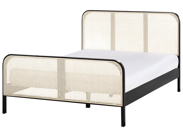 Bed Pine Wood 140 x 200 cm (EU Double) Black Lyra