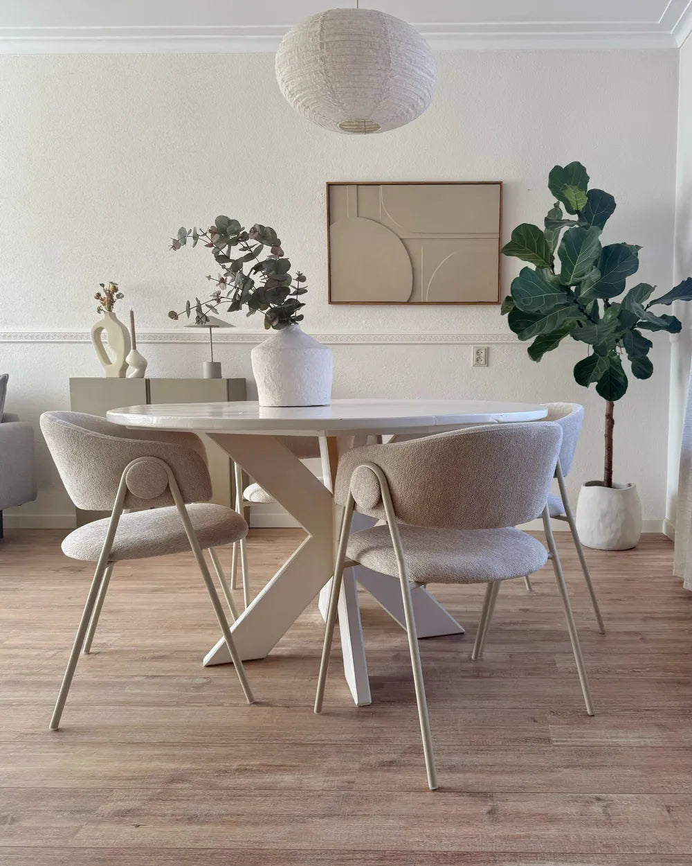 Set of 2 Dining Chairs Chenille Light Beige Caren