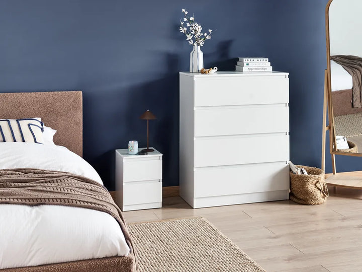 4 Drawer Chest White Scandinavian Style Zephra