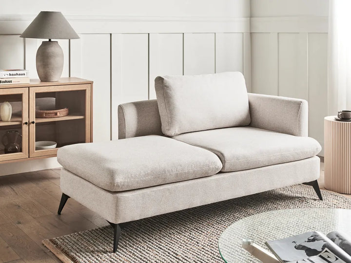 Right-Hand Chaise Lounge Fabric Light Beige Lorwell