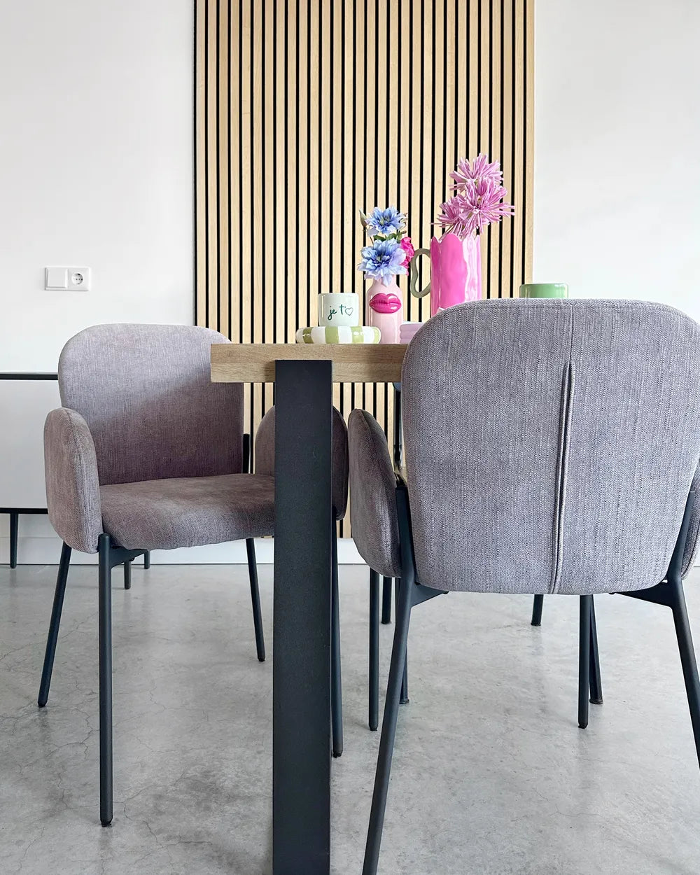 Set of 2 Dining Chairs Fabric Pink Elle