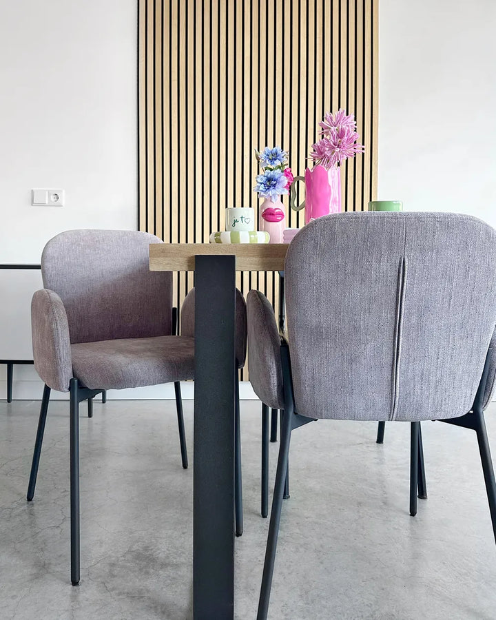 Set of 2 Dining Chairs Fabric Pink Elle