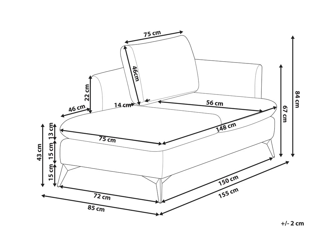 Right-Hand Chaise Lounge Fabric Light Grey Lorwell