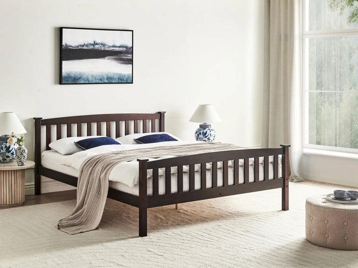 Bed Pine Wood 160 x 200 cm (EU King Size) Dark Brown Marie