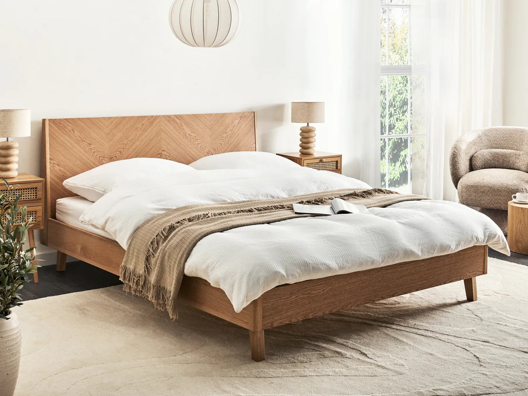 Bed 160 x 200 cm (EU King Size) Light Oak Peri