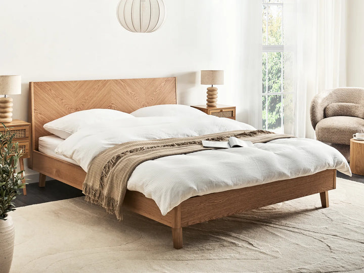 Bed 160 x 200 cm (EU King Size) Light Oak Peri