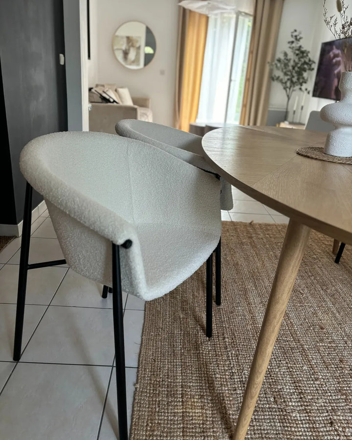 Set of 2 Dining Chairs Boucle Off-White Sweet
