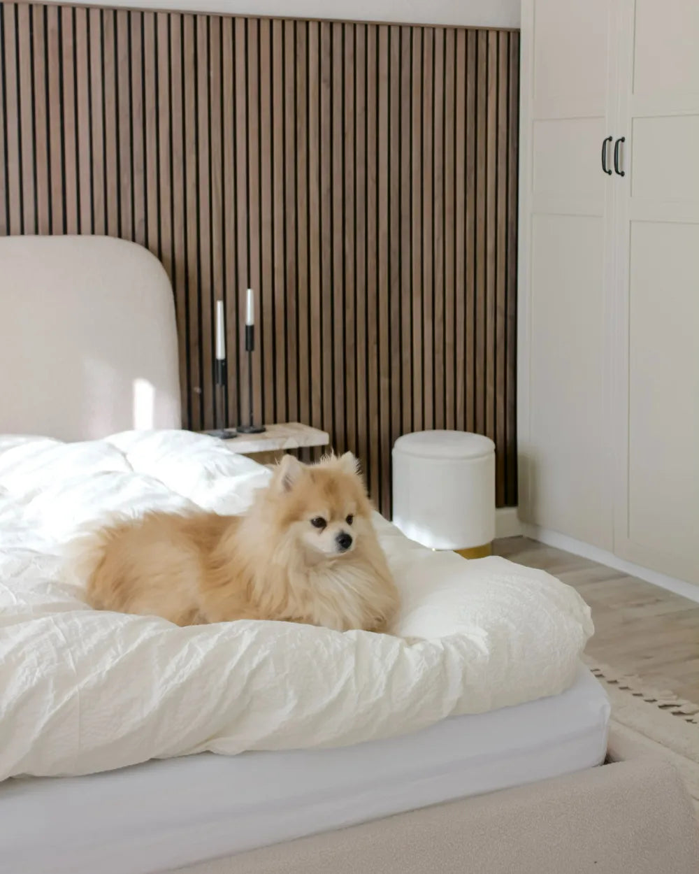 Ottoman Bed Boucle 180 x 200 cm (EU Super King) Light Beige Lorelai