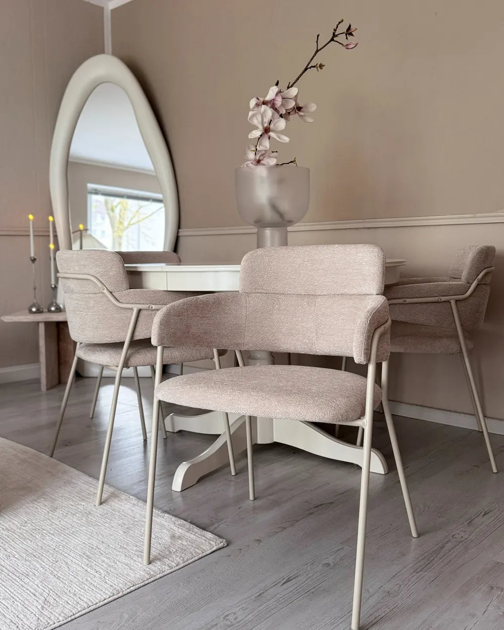 Set of 2 Dining Chairs Chenille Light Beige Avery