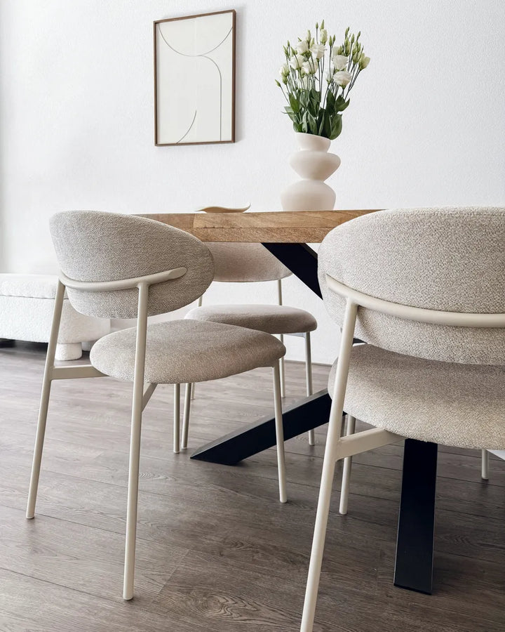 Set of 2 Dining Chairs Chenille Light Beige Ashley