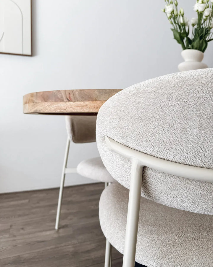 Set of 2 Dining Chairs Chenille Light Beige Ashley