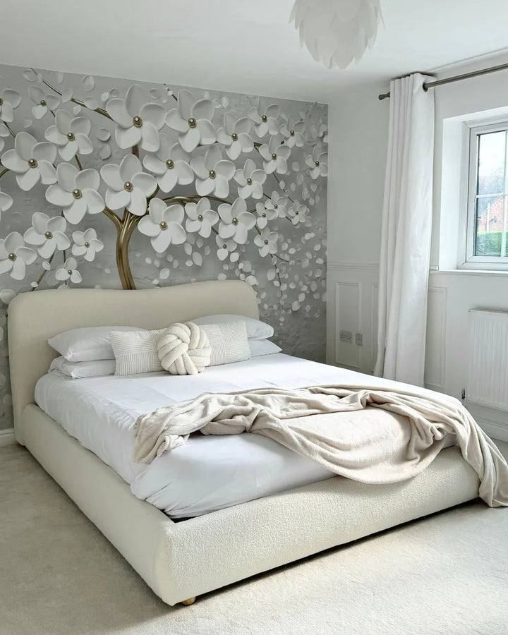 Ottoman Bed Boucle 160 x 200 cm (EU King Size) Off-White Lorelai