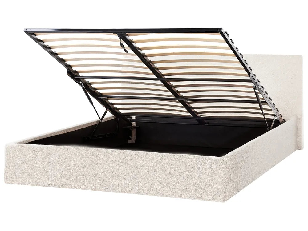 Ottoman Bed Boucle 140 x 200 cm (EU Double) Off-White Drew