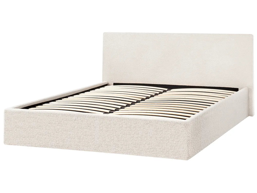 Beige upholstered bed frame 