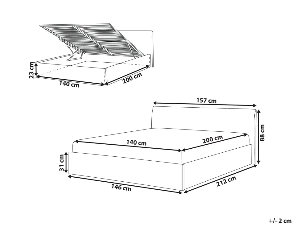 Ottoman Bed Boucle 140 x 200 cm (EU Double) Off-White Drew