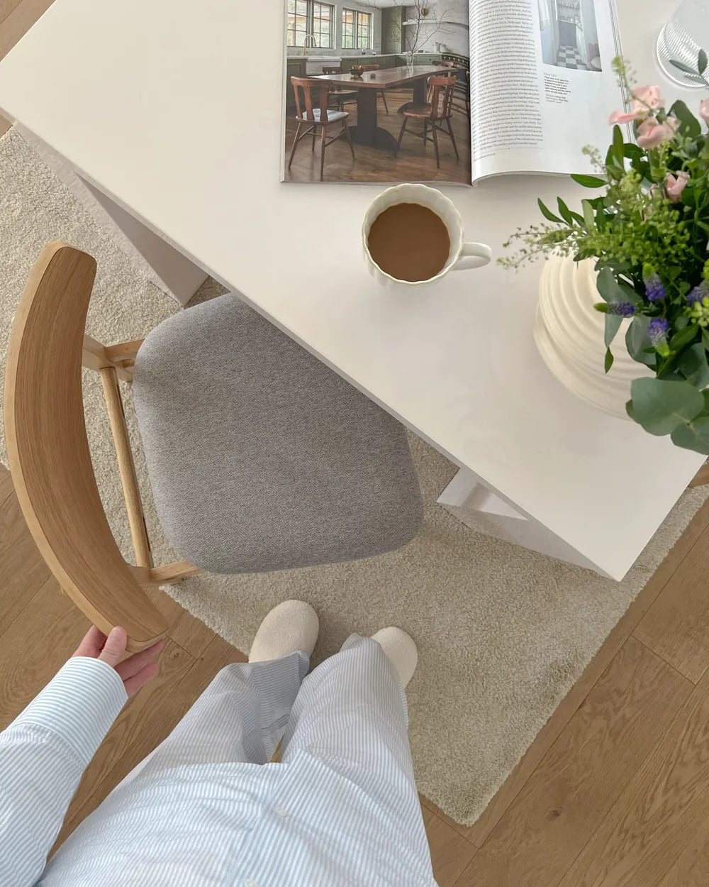 Set of 2 Dining Chairs Wood Light Brown/ Grey Molly