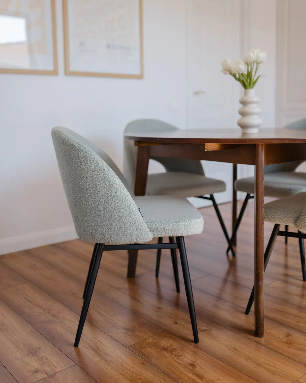 Set of 2 Dining Chairs Boucle Light Green Trix