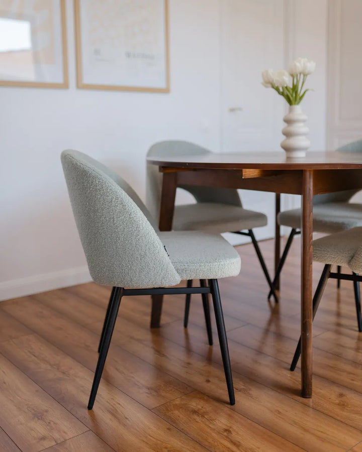 Set of 2 Dining Chairs Boucle Light Green Trix