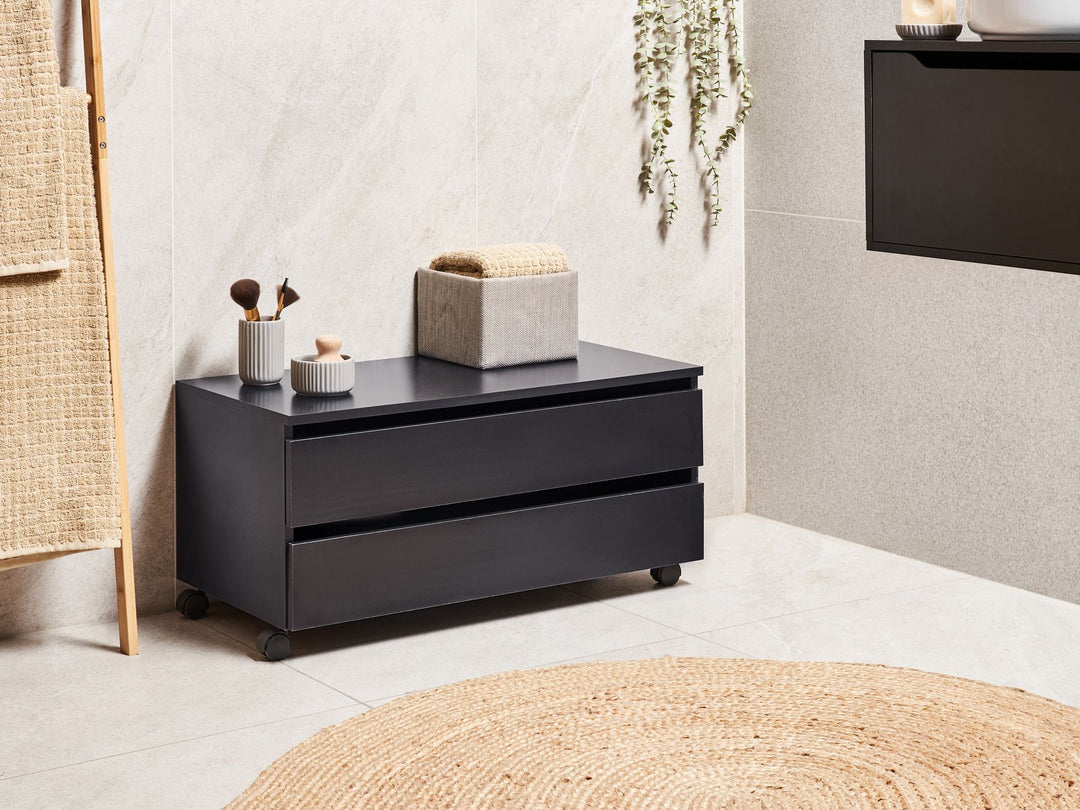 Bathroom Cabinet with Wheels 80 cm Black Teresina