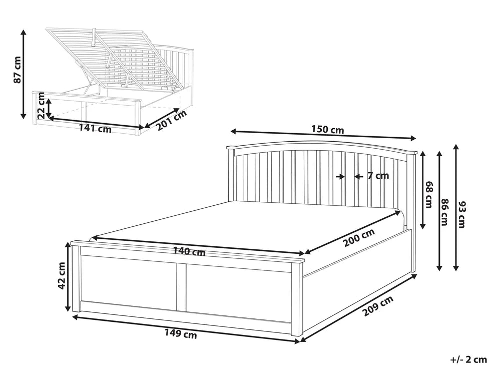 Ottoman Bed Pine Wood 140 x 200 cm (EU Double White) Lara