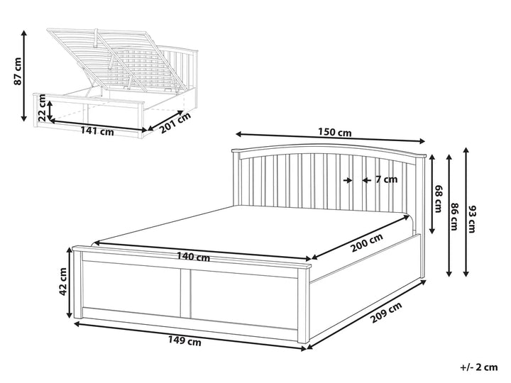 Ottoman Bed Pine Wood 140 x 200 cm (EU Double White) Lara