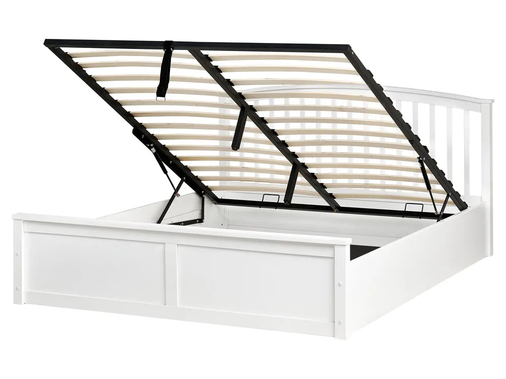 Ottoman Bed Pine Wood 160 x 200 cm (EU King Size) White Lara