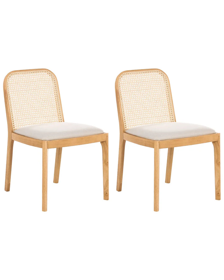 Set of 2 Dining Chairs Fabric Light Brown/ Beige Deena